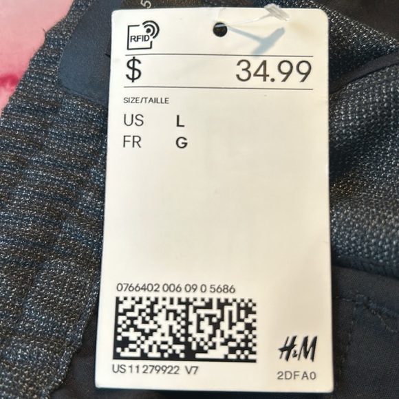 π₯ NWT- H&M Menβs Slim fit drawstring dress pants w/folded cuff bottoms, Size L - Picture 7 of 7